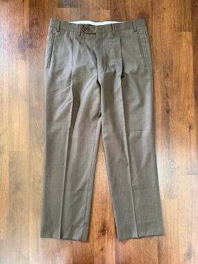 Canali Men’s Wool Dress Pants Brown US 34 Business Career Office Work Formal